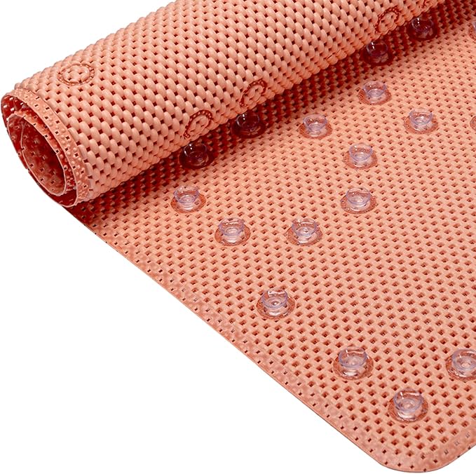 Bathtub Mat Non Slip 36” X 17” Shower Mat Soft Foam Bath Mats for Bathroom Tub, Bathtub Mat with Drain Holes, Suction Cups, Shower Mat Non Slip (Orange, 36'' x 17'')