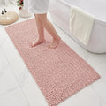 Bathroom Rugs Non Slip Washable 70x24, Extra Thick Soft Chenille Absorbent Bath Mat, High Density Barrier Non Slip Backing, Quick Dry Plush Shaggy Floor Carpet for Tub&Shower, Pink