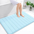 OLANLY Memory Foam Bath Mat 44x32, Super Soft Absorbent Bathroom Rugs, Quick Dry, Machine Washable Shower Floor Rugs, Bathmat Carpet, Bathroom Home Decor Accessories, Sky Blue
