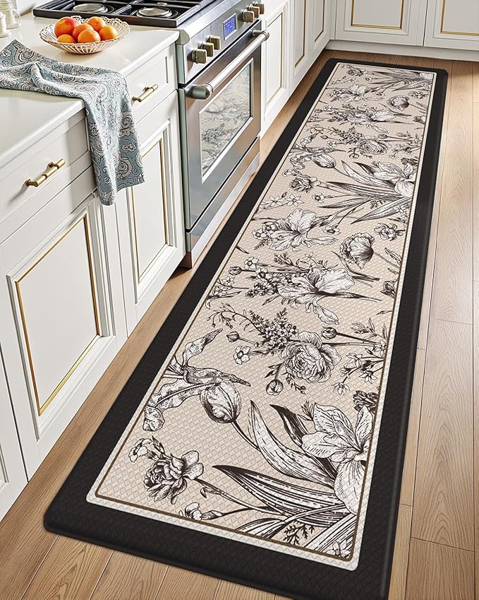 LUMI Anti Fatigue Kitchen Cushioned Mat for Floor, Padded Waterproof Runner for Standing, Stain Resistant Comfort Rugs for Home, Sink, Laundry, 24x87