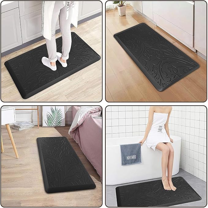 KMAT Kitchen Mat Cushioned Anti-Fatigue Floor Mat Waterproof Non-Slip Standing Mat Ergonomic Comfort Floor Mat Rug for Home,Office,Sink,Laundry,Desk 39"(L) x 20"(W),Black