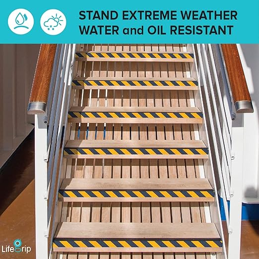 LifeGrip Anti Slip Traction Tape, 2 Inch x 60 Foot, Best Grip, Friction, Abrasive Adhesive for Stairs, Tread Step, Indoor, Outdoor, Caution Yellow/Black