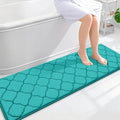 OLANLY Memory Foam Bath Mat Rug 59x20, Ultra Soft and Absorbent Bathroom Rugs, Non-Slip, Comfortable, Machine Washable Bath Carpet for Bathroom Floor, Tub, Shower and Home Decor Accessories, Teal