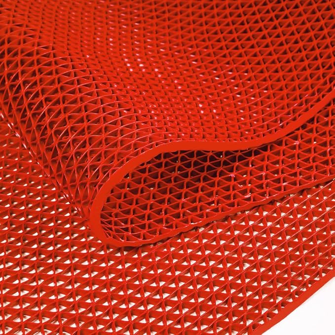 WochiTV Non Slip Drainage Mats PVC Pool Floor Mat 0.23'' Thick Outdoor Indoor Parking Space Mat for Bathroom Garage Basement Backyard Commercial Kitchen 3x10Ft Red