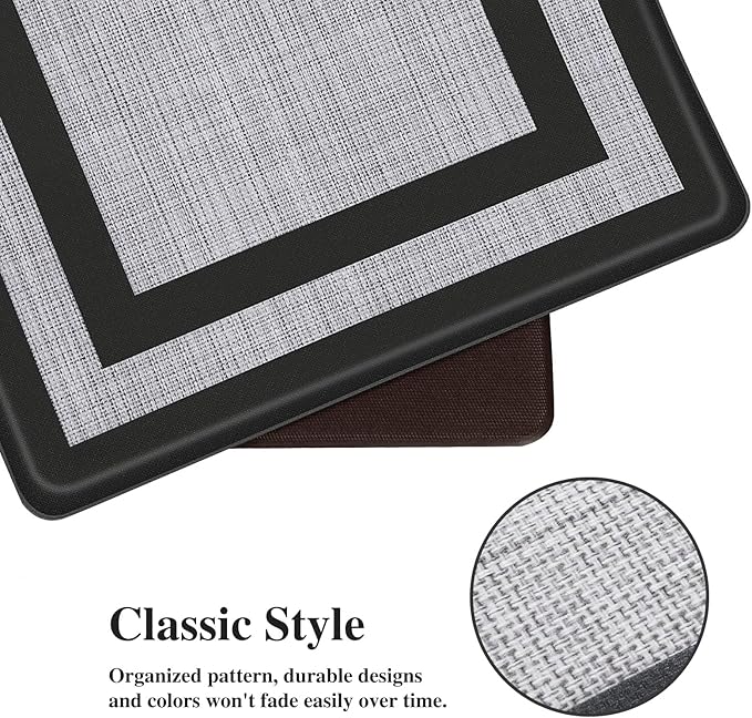 Mattitude Kitchen Mats Set of 2 Cushioned Rugs 0.47 inch Thick Anti-Fatigue Mats for Kitchen Floor,Waterproof Non-Slip Mats and Rugs Set for Office,Floor,Laundry 17.3"×29"+17.3"×59",Black