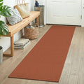 KOZYFLY Woven 2x5 Entry Runner Rug, Washable Runners for Entryway, Non Slip Hallway Rug, Small Throw Carpet Runner for Kitchen, Bedside, Hall, Bathroom, Burnt Orange/Tan