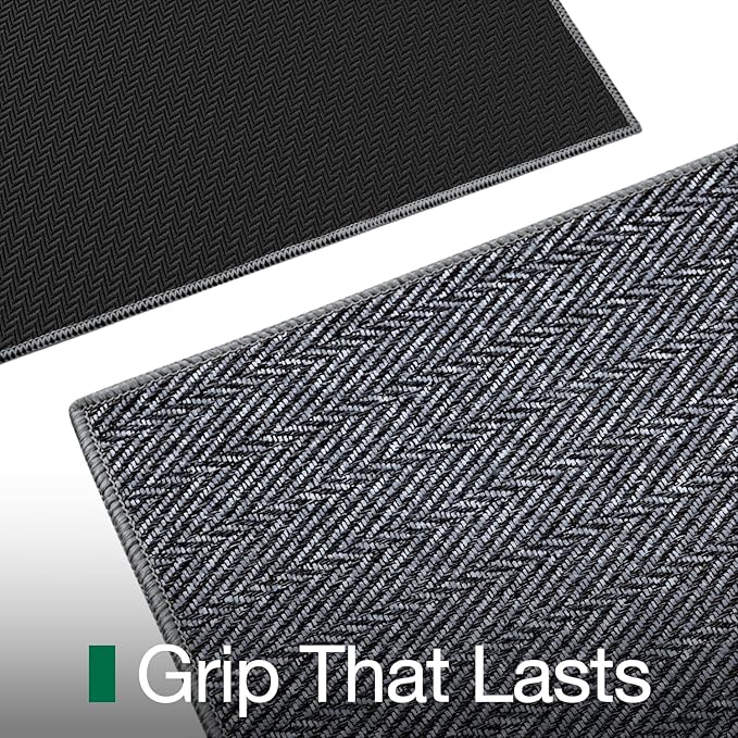 LUMI Ultra Thin Indoor Door Mat for Entrance 48"x72", Non Slip Entryway Mat, Low Profile Doormat, Unique Herringbone Design Carpet for Inside, Patio, Porch, Navy Gray