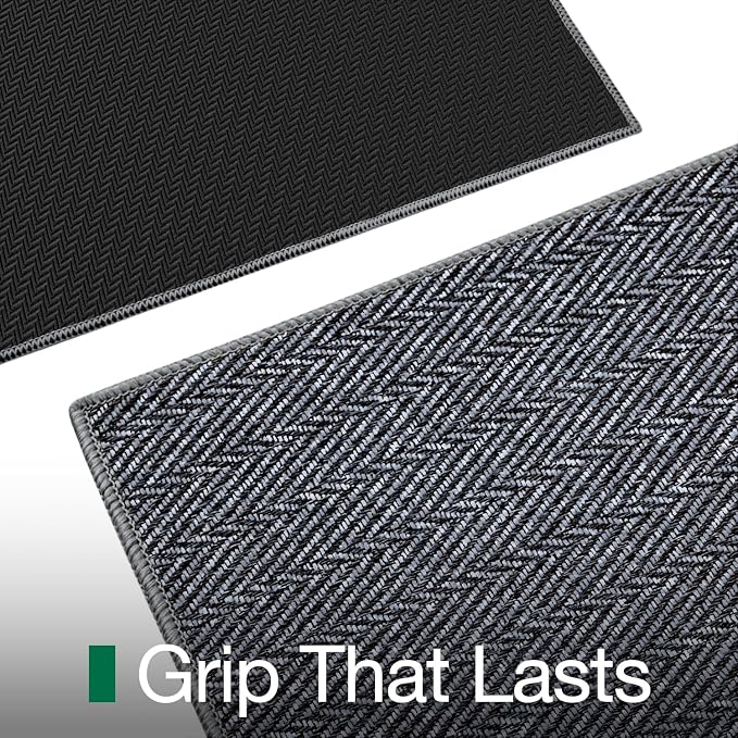 LUMI Ultra Thin Indoor Door Mat for Entrance 17"x30", Non Slip Entryway Mat, Low Profile Doormat, Unique Herringbone Design Carpet for Inside, Patio, Porch, Navy Gray
