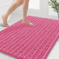 Smiry Bathroom Rugs Mat 40x32, Extra Soft Absorbent Chenille Bath Rugs, Non Slip Rubber Backing Machine Washable Quick Dry Bath Mats for Bathroom Floor, Tub, Shower, Home Decor Accessories, Hot Pink