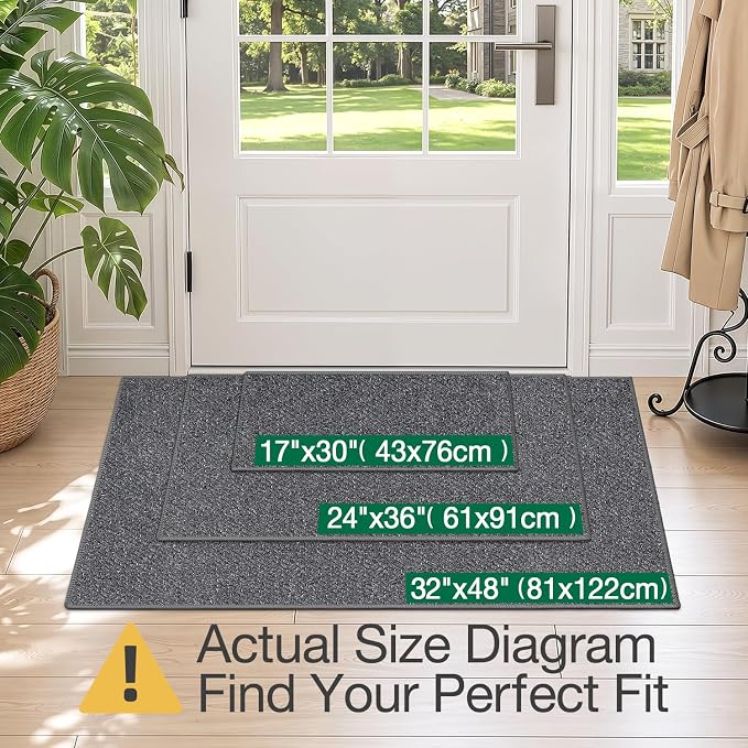 LUMI Ultra Thin Indoor Door Mat for Entrance 24"x36", Non Slip Entryway Mat, Low Profile Doormat, Unique Herringbone Design Carpet for Inside, Patio, Porch, Charcoal Gray