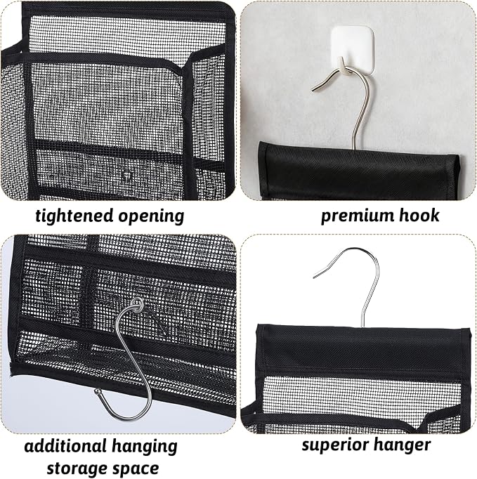 Shower Caddy Hanging, Mesh Shower Caddy, PVC Bathroom Storage Bag for College Dorm, Gym, Swimming, RV and Travel, Black