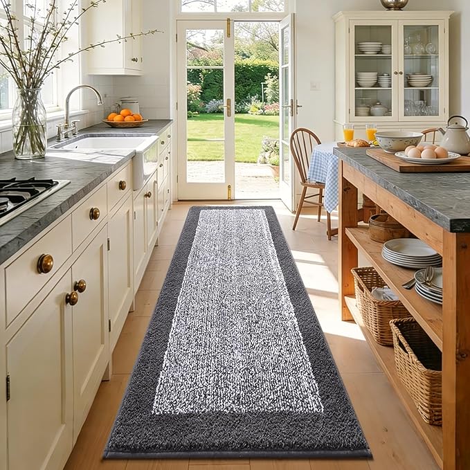 80x24 Large Bathroom Rugs Washable Non Slip, Grey Bath Mat for Bathroom Floor Tub, Soft Absorbent Quick Dry Mats for Shower, Bathtub,Home Decor