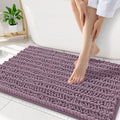 Smiry Bathroom Rugs Mat 34x21, Extra Soft Absorbent Chenille Bath Rugs, Non Slip Rubber Backing Machine Washable Quick Dry Bath Mats for Bathroom Floor, Tub, Shower, Home Decor Accessories, Deep Plum