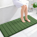 OLANLY Memory Foam Long Bathroom Rugs Runner 47x20, Super Soft Absorbent Bath Mat, Quick Dry, Machine Washable Shower Floor Rugs, Bathmat Carpet, Bathroom Home Decor Accessories, Olive Green