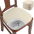 BUYUE Luxury Memory Foam Chair Cushions 6 Pack, Jacquard 16" U-Shape Comfortable Dining Chair Pads, Removable Slip Resistant Kitchen Chair Seat Cushions (Set of 6, Beige)
