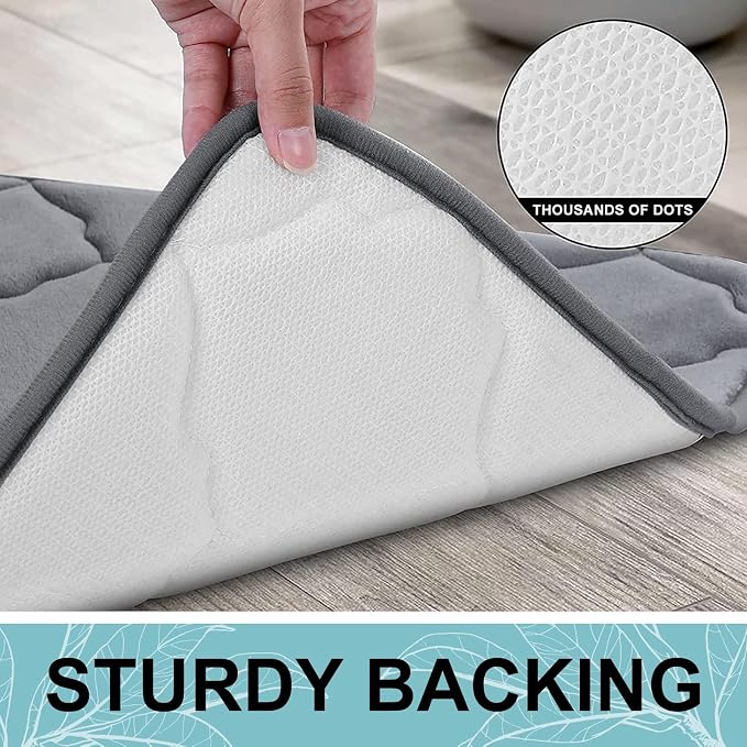 OLANLY Memory Foam Bath Mat Rug 47x24, Ultra Soft and Absorbent Bathroom Rugs, Non-Slip, Comfortable, Machine Washable Bath Carpet for Bathroom Floor, Tub, Shower and Home Decor Accessories, Dark Grey