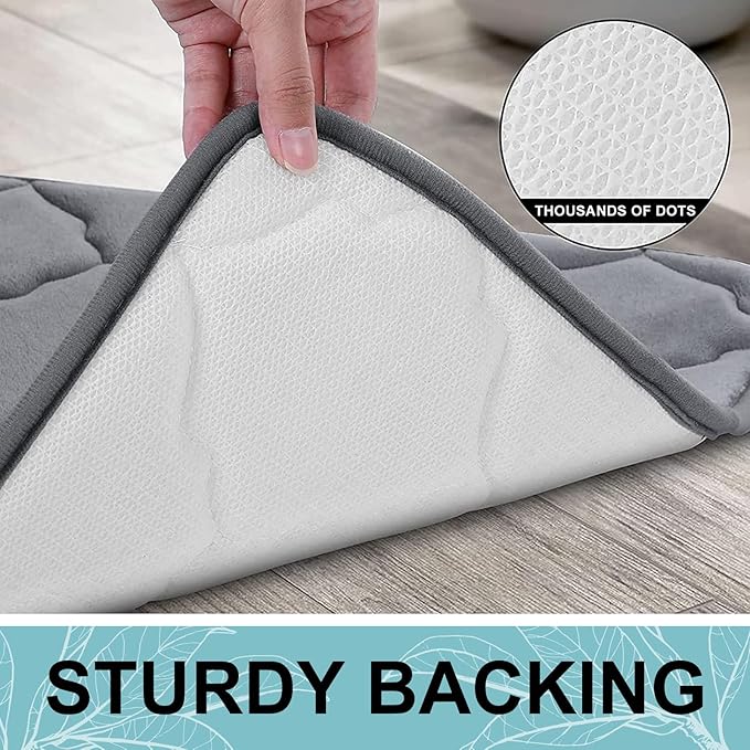 OLANLY Memory Foam Bath Mat Rug 59x24, Ultra Soft and Absorbent Bathroom Rugs, Non-Slip, Comfortable, Machine Washable Bath Carpet for Bathroom Floor, Tub, Shower and Home Decor Accessories, Dark Grey