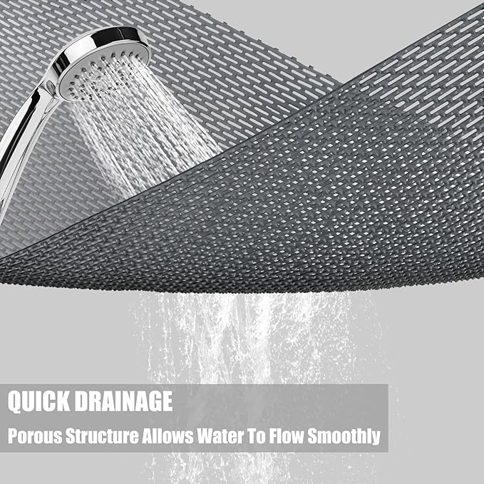 Non Slip Shower Mat: 36" X 24" Extra Large Shower Mats for Inside Shower - PVC Quick Dry Shower Stall Mat with Hundreds Drain Holes