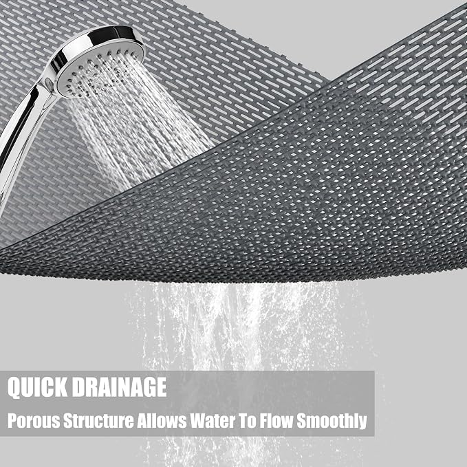 Non Slip Shower Mat: 47" X 32" Extra Large Shower Mats for Inside Shower - PVC Quick Dry Shower Stall Mat with Hundreds Drain Holes
