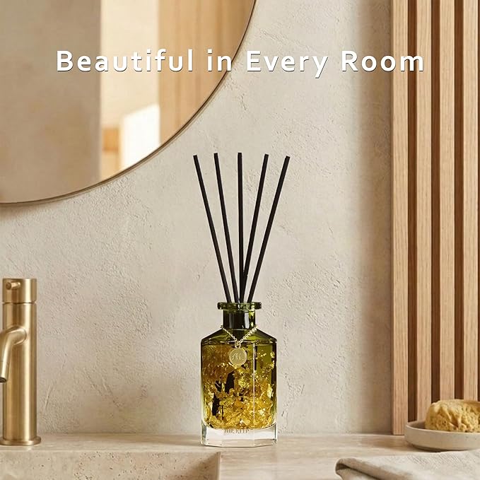 Airkeep Reed Diffuser Set,Jasmine Mint Luxury Scented Diffuser with Sticks Long Lasting Home Fragrance for Bathroom Shelf Decor 6.09 fl oz (180ml)
