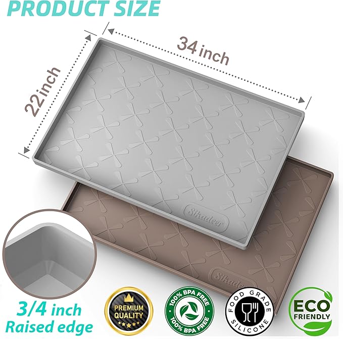 SIKADEER Under Sink Mat Waterproof 34" x 22", Silicone Mat Kitchen Drawer Shelf and Cabinet Liner, Sink Protector for Kitchen Organizers and Storage, Boot Tray Pet Food Mats
