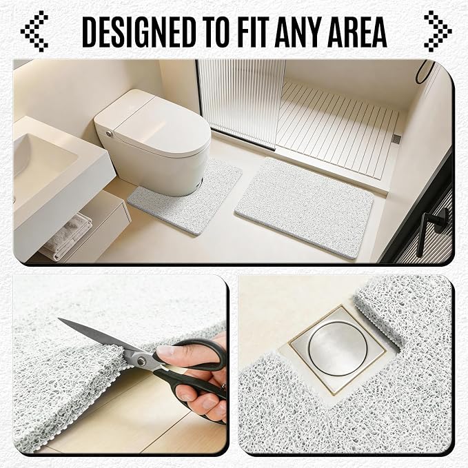 Joyhalo Shower Mat Bathtub Mat Non Slip, Bathmats Non Slip, Quick Drying Foot Scrubber Loofah Mats for Shower, Tub, Bathroom, Home, 32 * 24inch, White