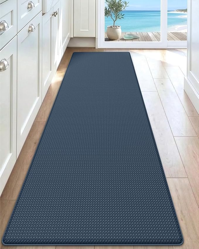 DEXI Kitchen Floor Mats Cushioned Anti Fatigue,17x59 Narrow Standing Runner Rug Waterproof, Comfort Memory Foam Padded for Front Sink Laundry, Navy