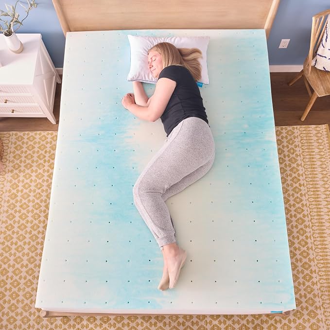 Linenspa 2 Inch Swirl Gel Memory Foam Mattress Topper, California King Size – Cooling Gel Infused, Ventilation Holes – Pressure Relieving Bed Topper – CertiPUR Certified