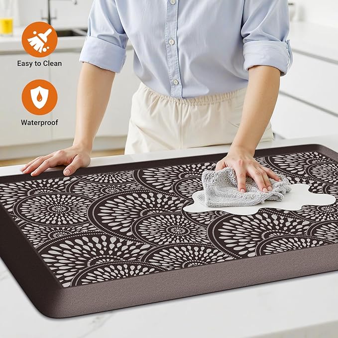 Mattitude 4/5 Inch Kitchen Mat, 20x39in Heavy Duty Ergonomic Comfort Foam Standing Desk Mat, Waterproof Non-Slip Standing Mats and Rugs for Kitchen, Office, Chocolate