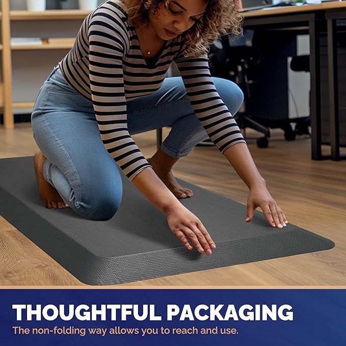 FEATOL Anti Fatigue Mat for Standing, 9/10 Extra Thick Ergonomic Standing Desk Mat, Comfort Memory Foam Standing Mat at Home,Office All Day (20" x 32", Gray, 1PC)