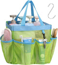 F-color Mesh Shower Caddy Portable, Upgrade Deeper 7 Pockets Shower Bag Basket Bag Tote for College Dorm Room Toiletry Bathroom Essentials Gym Camp Quick Dry 2 handles with S Hook