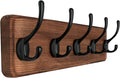 SKOLOO Rustic Wall Mounted Coat Rack with 16 Inch Mounting Hole Distance, Pine Solid Wood Coat Hook Hanger - 5 Hooks for Hanging Clothes Robes Towels Coats