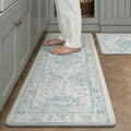 Anti Fatigue Kitchen Mats 2PCS Blue Neutral Mats for Cushioned Vintage Kitchen Matss for Floor Non-Slip Waterproof Comfort Standing Rug for Sink Laundry Office 17.3"×47"+17.3"×30"