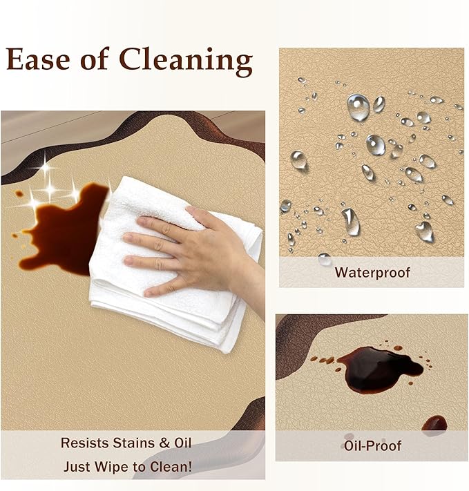 Arenarug Scalloped Kitchen Mats Rugs Sets of 2 Cushioned Anti Fatigue Floor Mat Waterproof Kitchen Rugs Non Slip Foam Comfort Standing Mat for Sink Laundry, Terracota