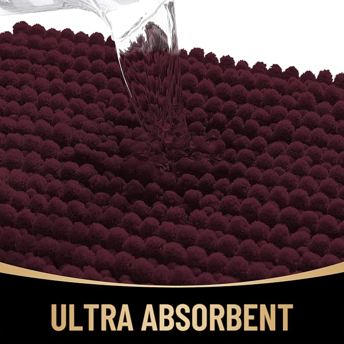 OLANLY Thick Bathroom Rugs 36x24, Extra Soft Absorbent Chenille Bath Rugs, Rubber Backing, Machine Wash Dry, Bath Mats for Bathroom Floor, Tub and Shower, Home Decor Accessories, Black Cherry