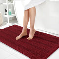 OLANLY Thick Bathroom Runner Rugs 44x24, Extra Absorbent Chenille Striped Bath Rugs, Rubber Backing, Machine Wash Dry, Long Bath Mats for Bathroom Floor, Tub and Shower, Home Decor Accessories, Red
