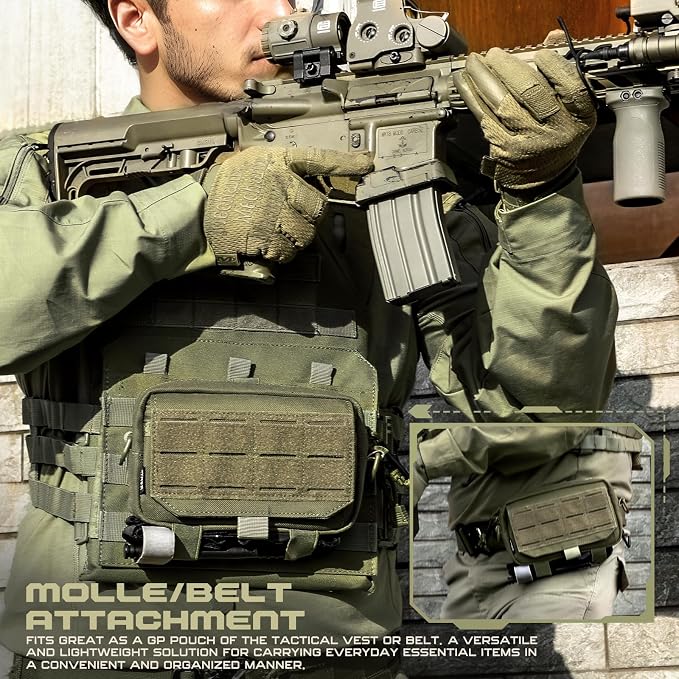 WYNEX Tactical Molle Admin Pouch,Tactical EDC Bag Utility Laser Cut EDC Tool Pouch Bag Annexes with American Flag