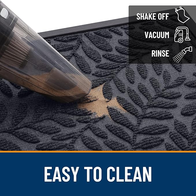 OLANLY Door Mat Indoor Outdoor Entrance, 36x24, Waterproof All-Weather All-Season Doormat, Sturdy Natural Rubber, Stain and Fade Resistant, Low Profile, Easy Clean Patio Entryway Mat, Medium Grey