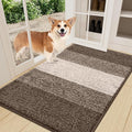 Smiry Dog Door Mat for Muddy Paws, Absorbs Moisture and Dirt, Low-Profile Entryway Mat with Non-Slip Backing, Entry Indoor Outdoor Doormat for Inside Floor (36x24 Inches, Light Brown, Striped)