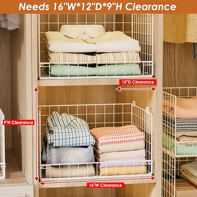 Yociyoga 8-Tier Stackable Closet Organizers and Storage Shelves, Foldable Closet Shelf Organizer, Stackable Storage Bins Drawers for Closet Organizer System, White(Patent No. 30022416)