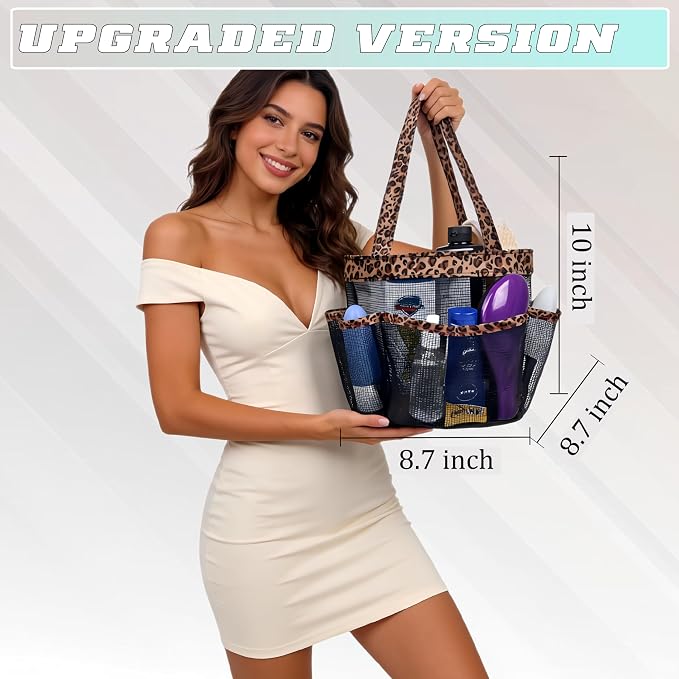 Attmu Mesh Shower Caddy Portable for College Dorm Room Camping Essentials, Shower Caddy Dorm with 9-Pockets, Large Capacity Hanging Basket Bathroom Bag for Toiletry, Swimming, Gym, Camp, Beach