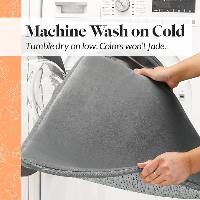 Memory Foam Bath Mat Non Slip Absorbent Super Cozy Velvet Bathroom Rug Carpet (72 inches X 24 inches, Grey)
