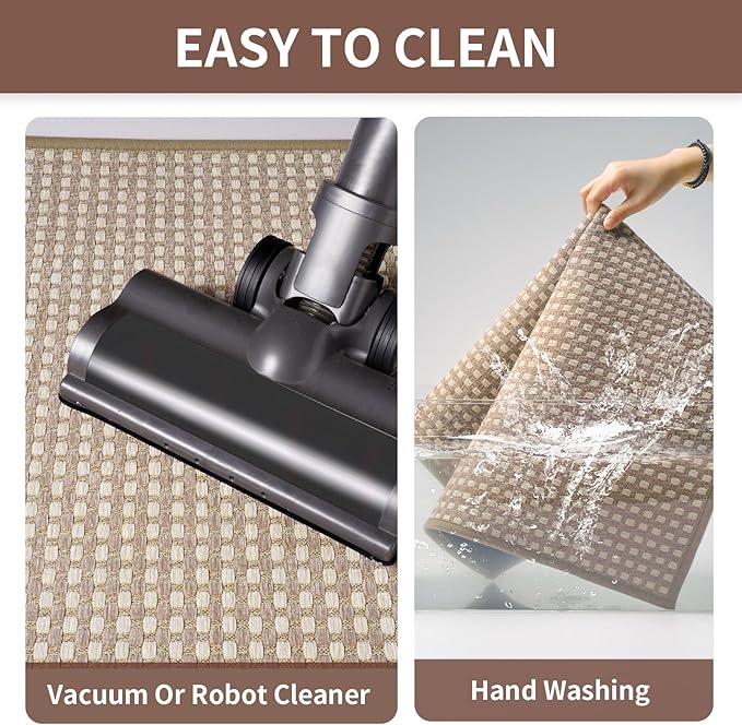 YDKGL Large Kitchen Runner Rugs Long Kitchen Mat Non Slip Washable, Super Absorbent Soft Chenille Braided Kitchen Mats for Floor, Rubber Backing Kitchen Sink Standing Mat, Easy Clean, Brown 36"x71"