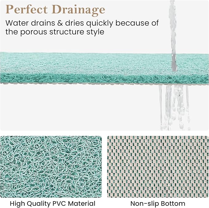 Shower Mat Bathtub Mat Non-Slip,36x16 inch, Soft Tub Mat with Drain,PVC Loofah Bath Mat (Phthalate Free) for Tub and Bathroom,Quick Drying,Green