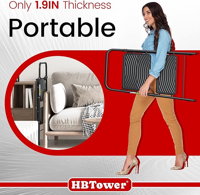 HBtower Step Stool, 2 Step Ladder with Wide Anti-Slip Pedal, Step Ladder Folding Step Stool for Adults, Lightweight Steel Portable ladders for Home Kitchen