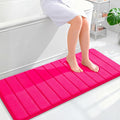 OLANLY Memory Foam Long Bathroom Rugs Runner 47x20, Super Soft Absorbent Bath Mat, Quick Dry, Machine Washable Shower Floor Rugs, Bathmat Carpet, Bathroom Home Decor Accessories, Hot Pink