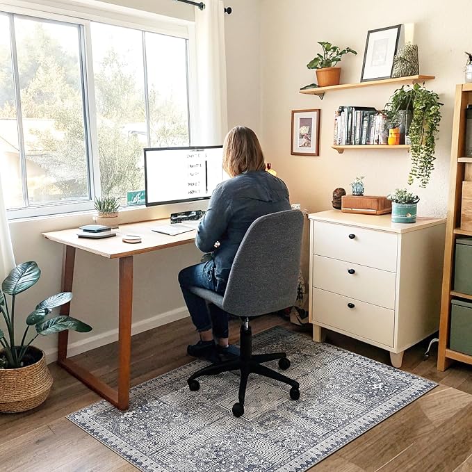Office Chair Mat for Hardwood Floor & Tile Floor,36"X 48" Heavy Duty Desk Chair Mat for Hard Floors, Under Desk Rug for Rolling Computer Chair,Anti Slip,Low Pile Carpet Floor Protector-Grey