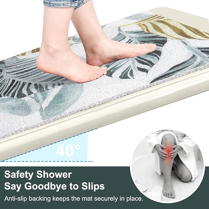 Non Slip Shower Mats for Inside Shower, 16x24 Inch Soft PVC Loofah Shower Mat, Foot Scrubber Anti-Slip Shower Mat,Quick Drying Shower Stall Mats for Wet Areas, Bathroom, Home, Hotel