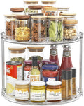 LAMU 12in 2 Tier Lazy Susan Organizer Large Lazy Susan Turntable Rotating Spice Rack Organization for Cabinet, Kitchen, Pantry, Countertop, Bathroom, Vanity, Medicine Cabinet Organizer, Clear