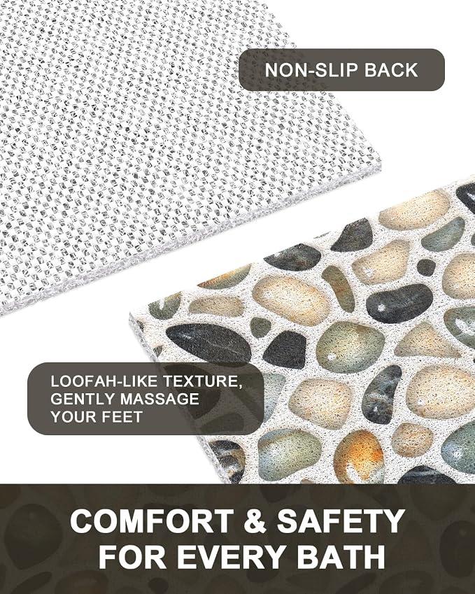 Shower Mat Non Slip - Quick Drying Anti Slip Shower Mats for Inside Shower, Soft PVC Loofah Foot Scrubber Mat, Extra Large Bath Mat for Shower, Tub, Bathroom, Floor, Kitchen, Home, Pool, Hotel